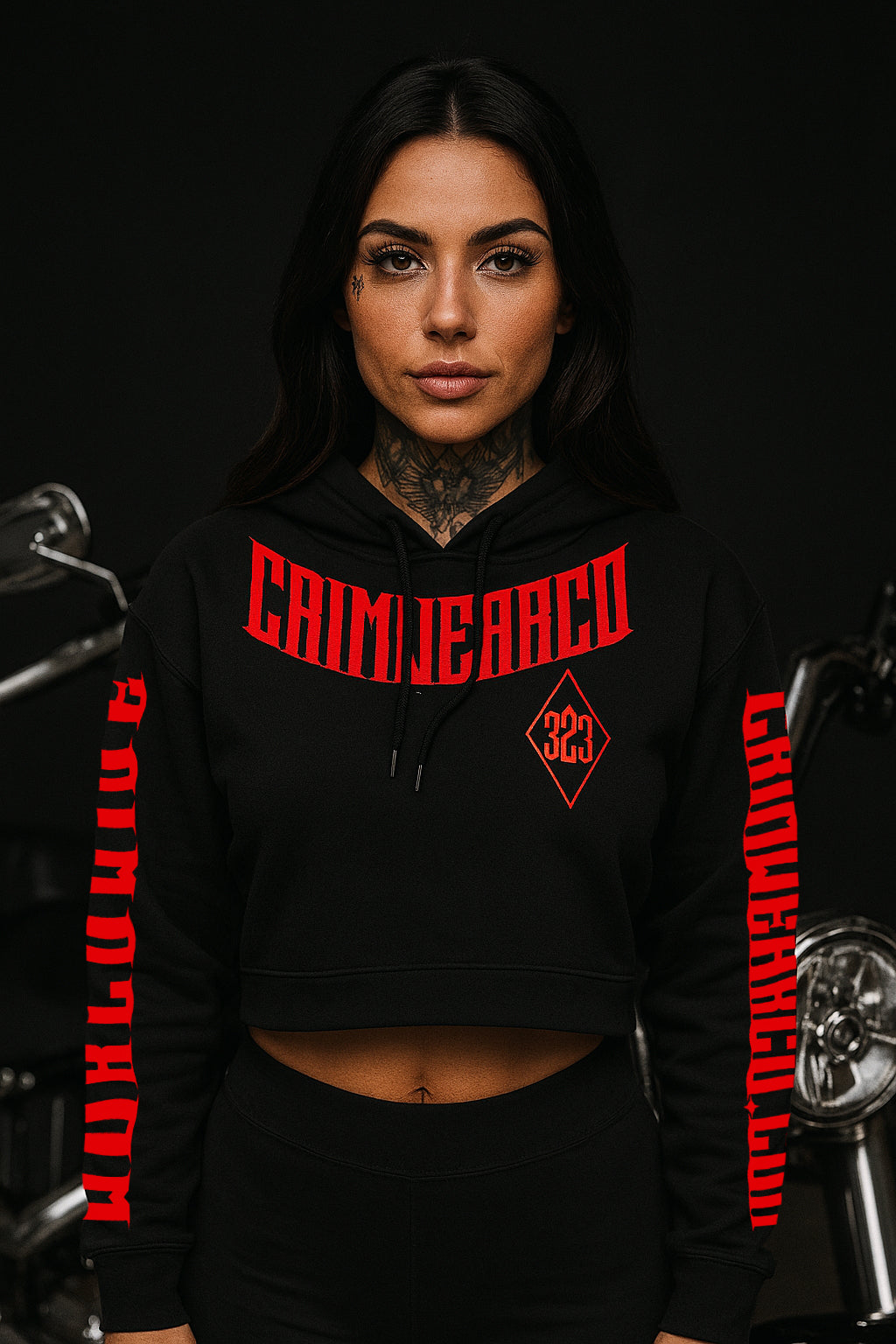 Crim Wear Womens CROP Black Hoodie