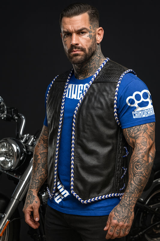 AUS BLUE/WHITE "OFF THE RACK" LEATHER / CROC