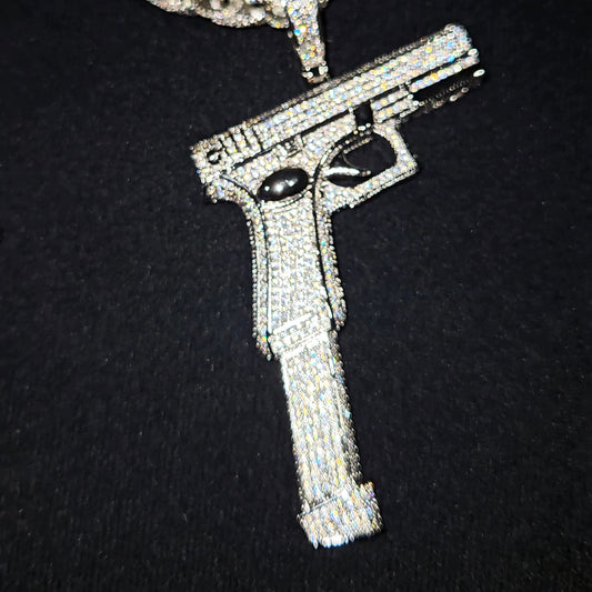 Uzi Iced Pendant Gold or Silver