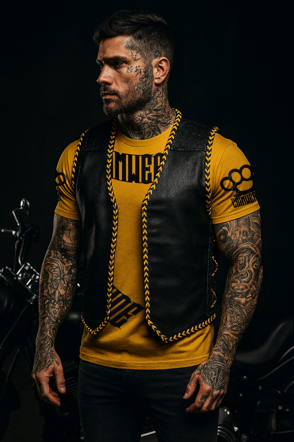 AUS BLACK/WARM YELLOW "OFF THE RACK" LEATHER / CROC