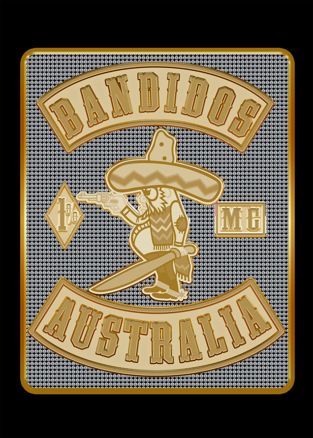 Gold 8cm Mexican Patch Pendant Plate CZ