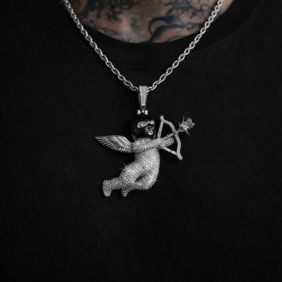 Masked Cherub Iced Pendant Gold or Silver