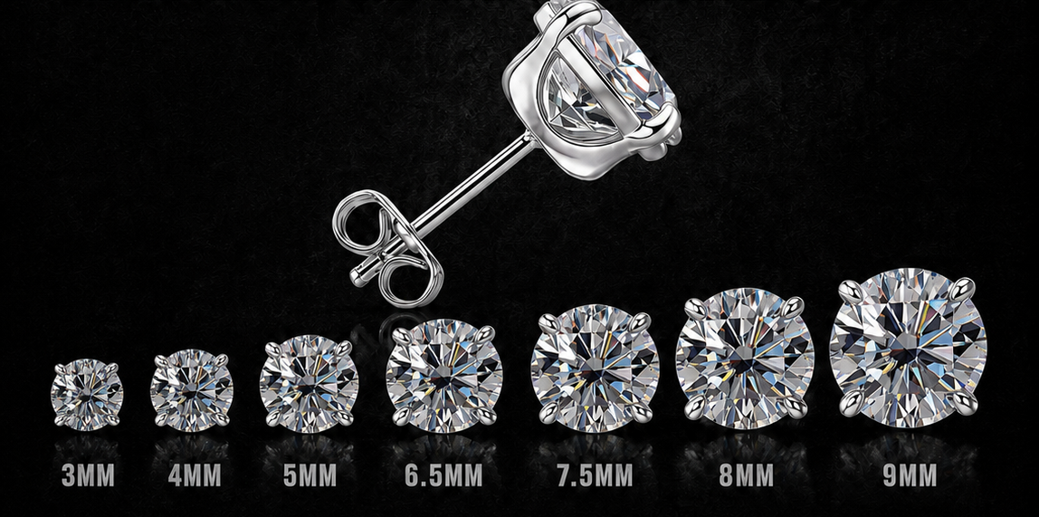 Moissanite Stud Earing