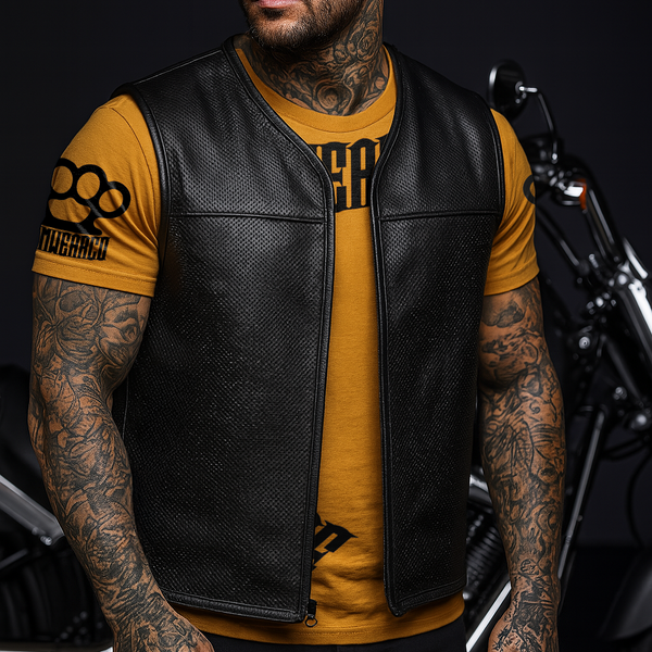 EURO "OFF THE RACK" PERFORATED BLACK VEST