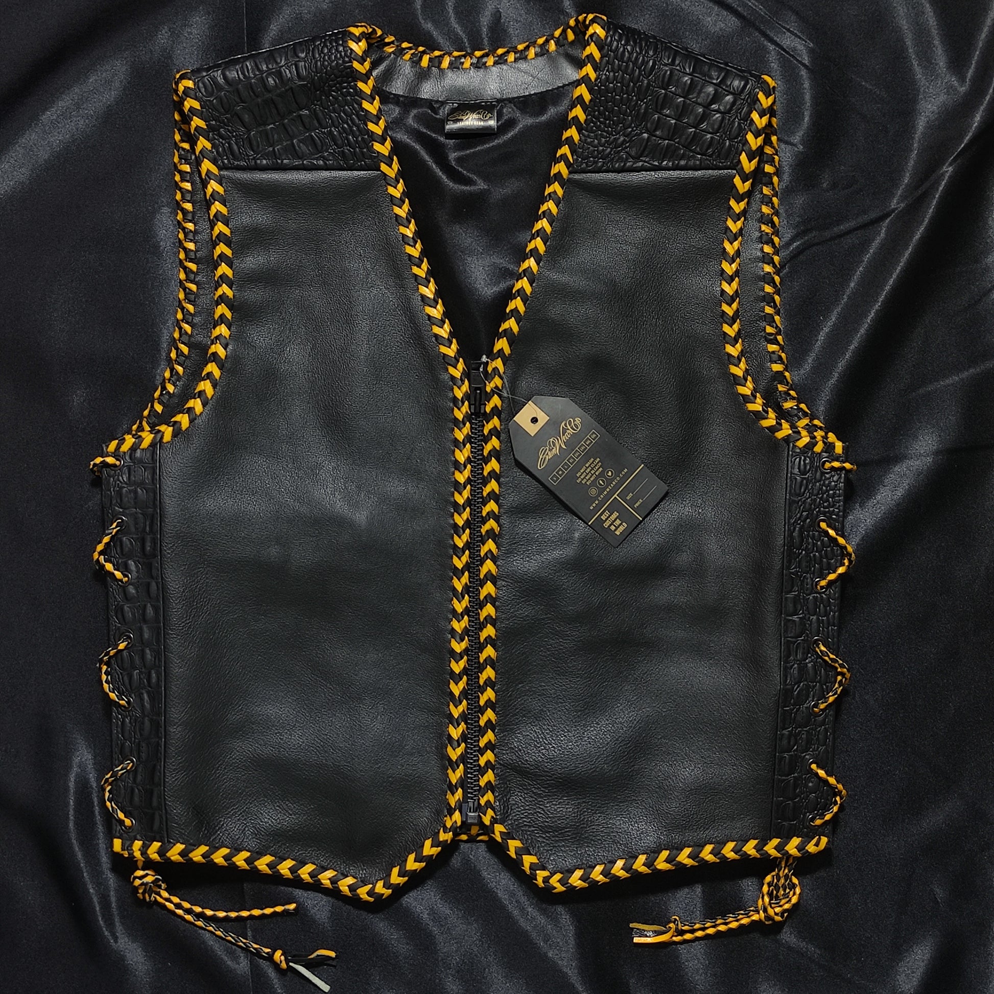 AUS BLACK/WARM YELLOW "OFF THE RACK" LEATHER / CROC