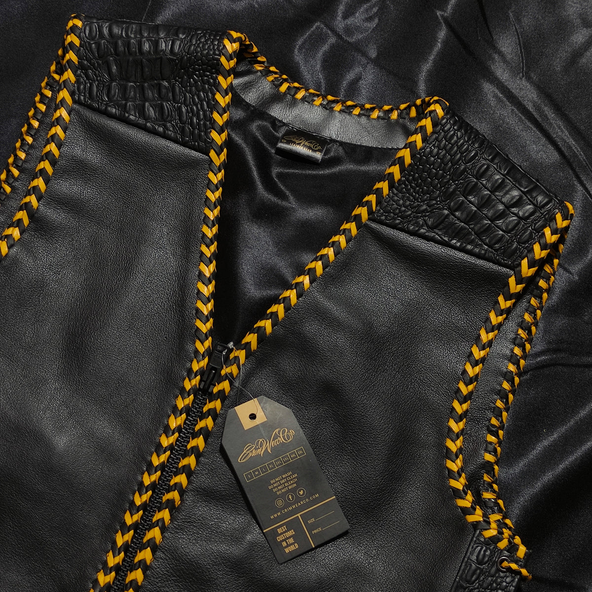 AUS BLACK/WARM YELLOW "OFF THE RACK" LEATHER / CROC