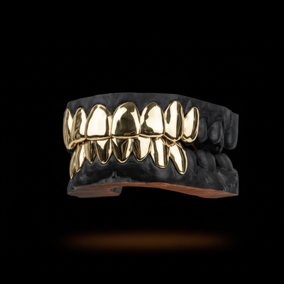 Gold Grillz on Mold - Black Background No Hands