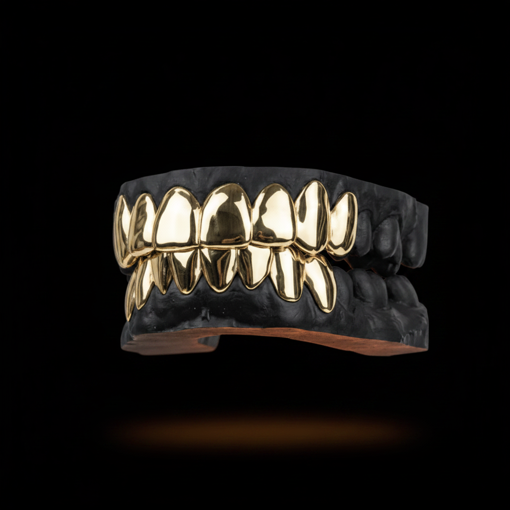 Gold Grillz on Mold - Black Background No Hands