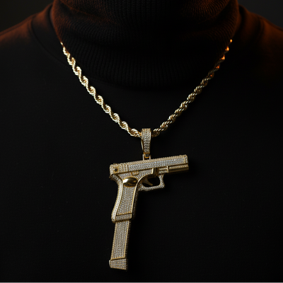 Pendant on rope chain - lifestyle with bally