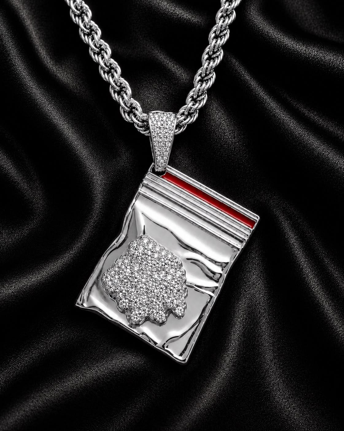 Iced Packet Pendant Gold or Silver