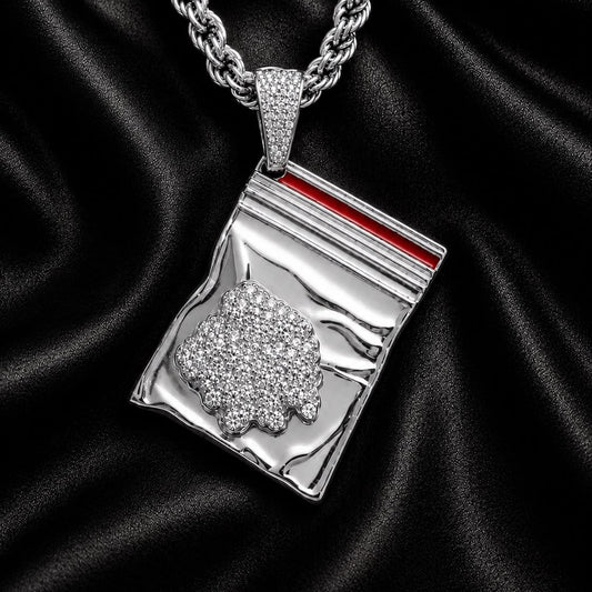 Iced Packet Pendant Gold or Silver