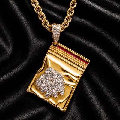 Iced Packet Pendant Gold or Silver