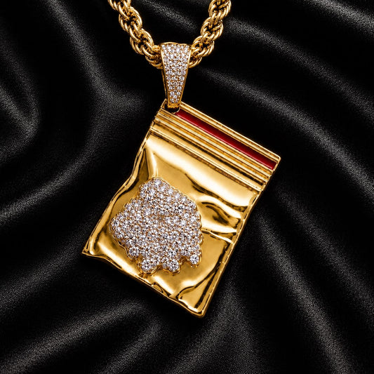 Iced Packet Pendant Gold or Silver