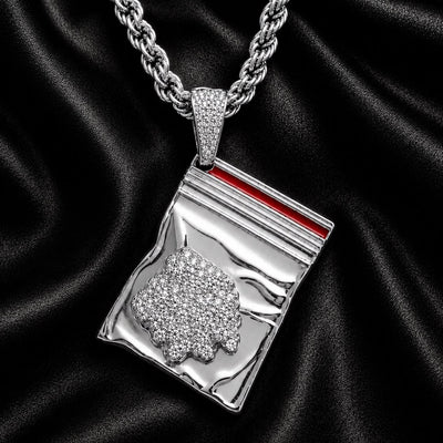 Iced Packet Pendant Gold or Silver