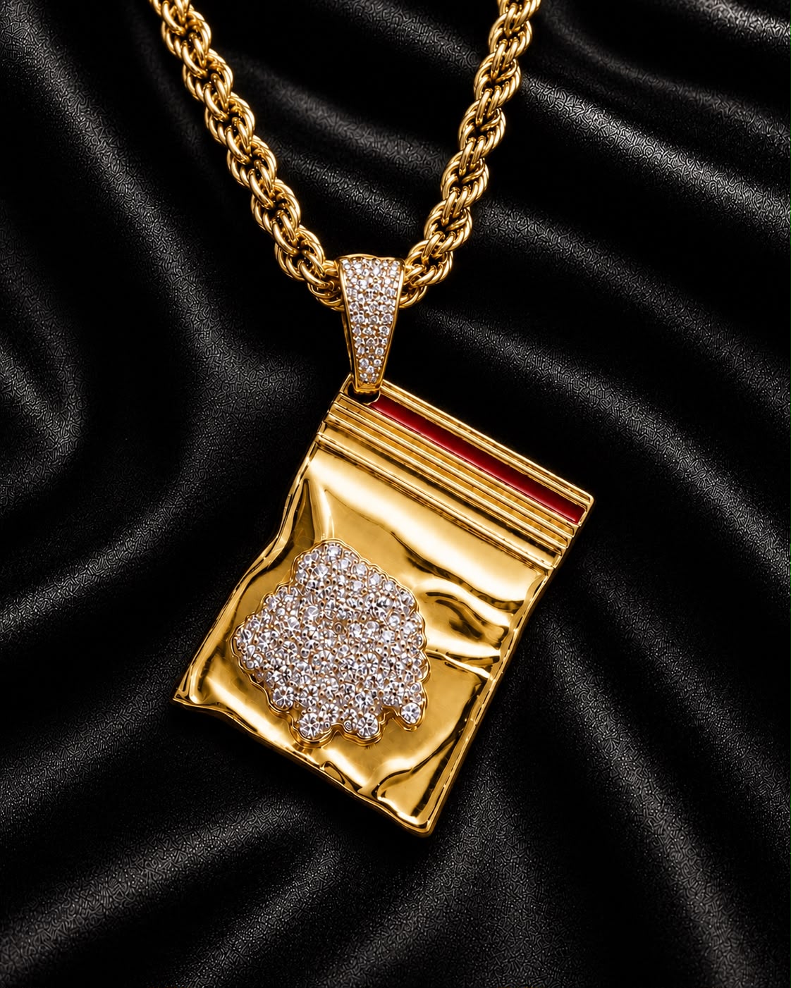 Iced Packet Pendant Gold or Silver