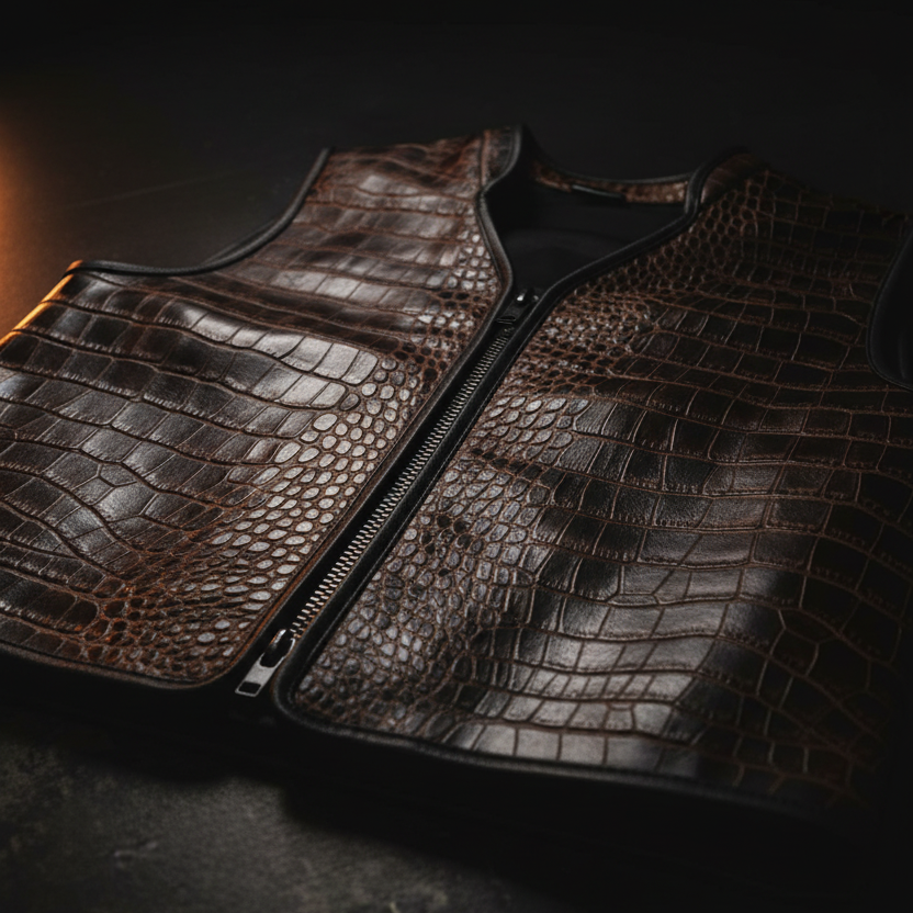 Side angle dramatic shot with zipper details