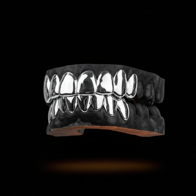 Silver Grillz on Mold - Black Background No Hands