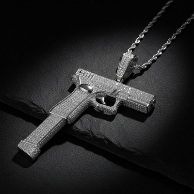 Silver pendant on stone