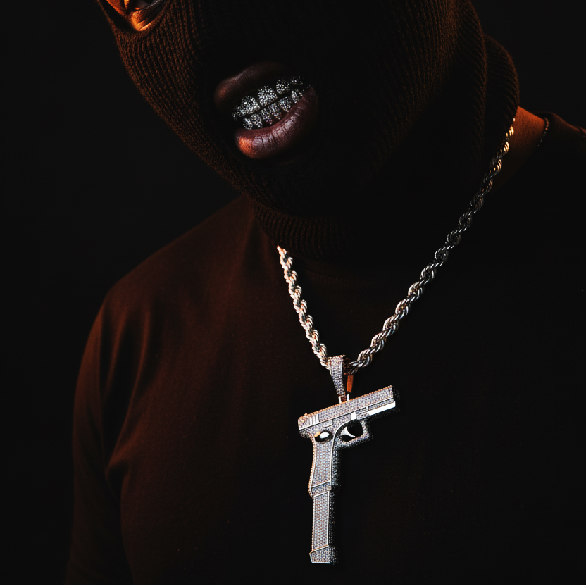 Uzi Iced Pendant Gold or Silver