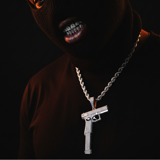 Uzi Iced Pendant Gold or Silver